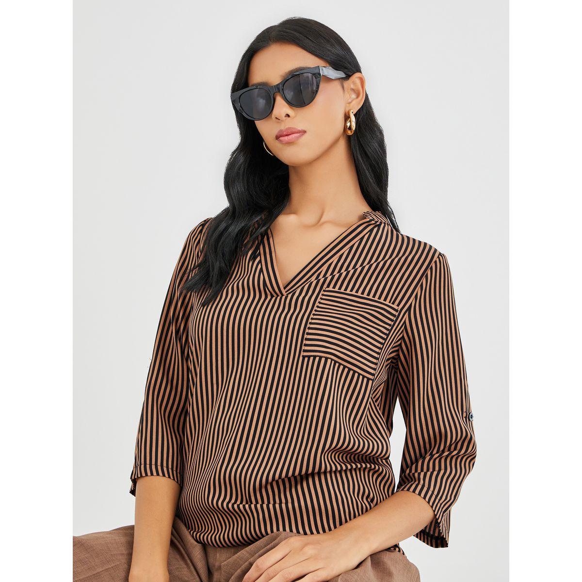 بلوزة مخططة بجيب على الصدر-women-clothing-shirtsandblouses-shirts-image-1