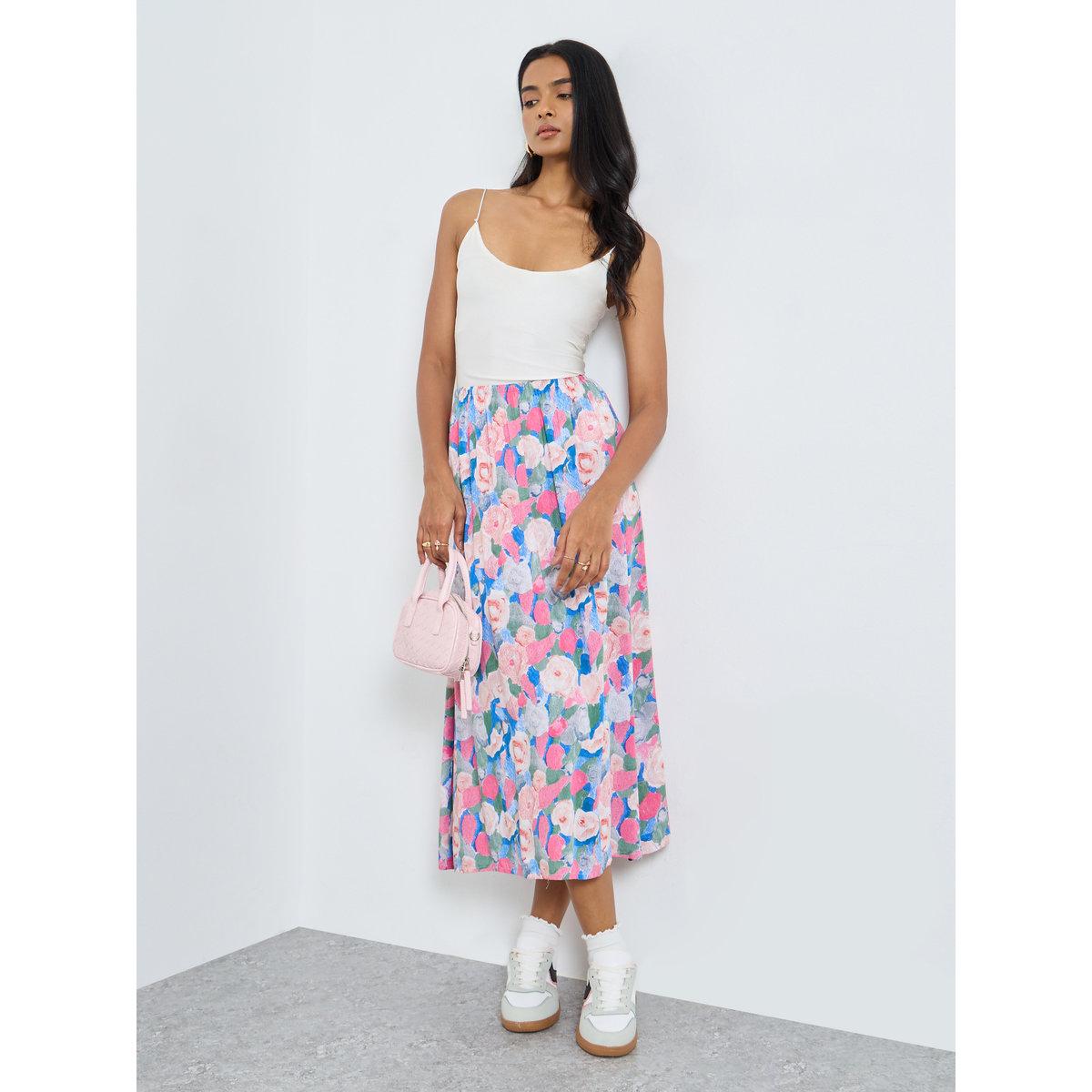 تنورة ميدي بطبعة زهور-women-clothing-bottoms-skirts-image-1