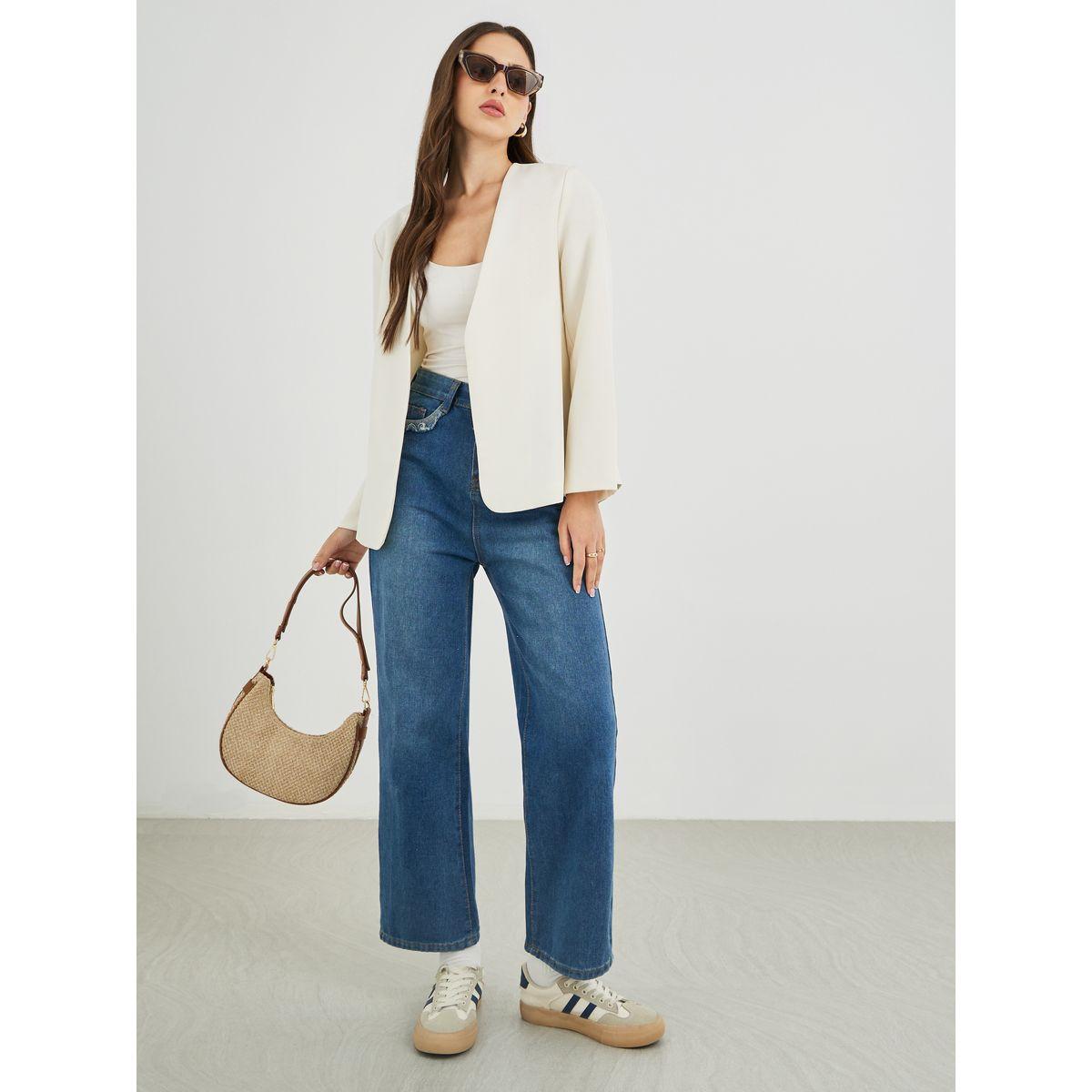 Styli Off White Open Front Plain Blazer-women-clothing-coatsandjackets-blazers-image-2