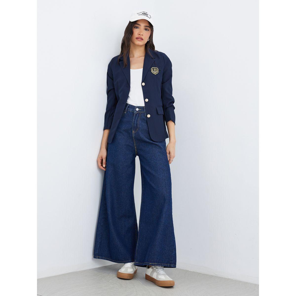 Styli Patchwork Detail Notch Lapel Regular Fit Blazer-women-clothing-coatsandjackets-blazers-image-2