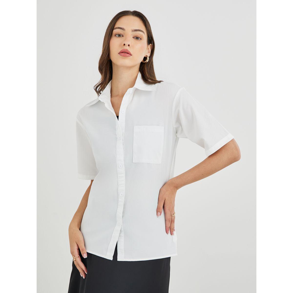 Styli Solid Short Sleeve Oversized Shirt-women-clothing-shirtsandblouses-shirts-image-3