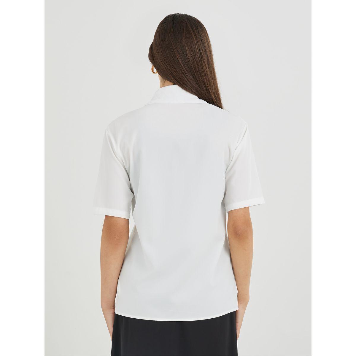 بلوزة فضفاضة سادة بأكمام قصيرة-women-clothing-shirtsandblouses-shirts-image-1