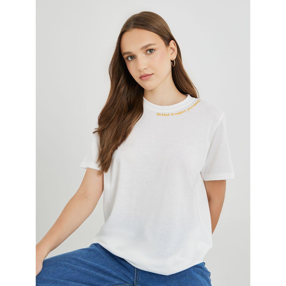 Styli Embroidery Slogan Round Neck T-Shirt-women-clothing-tshirts-image-1