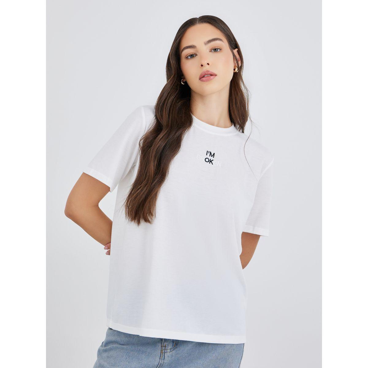 Styli Embroidered Round Neck Regular Fit T-Shirt-women-clothing-tshirts-image-1