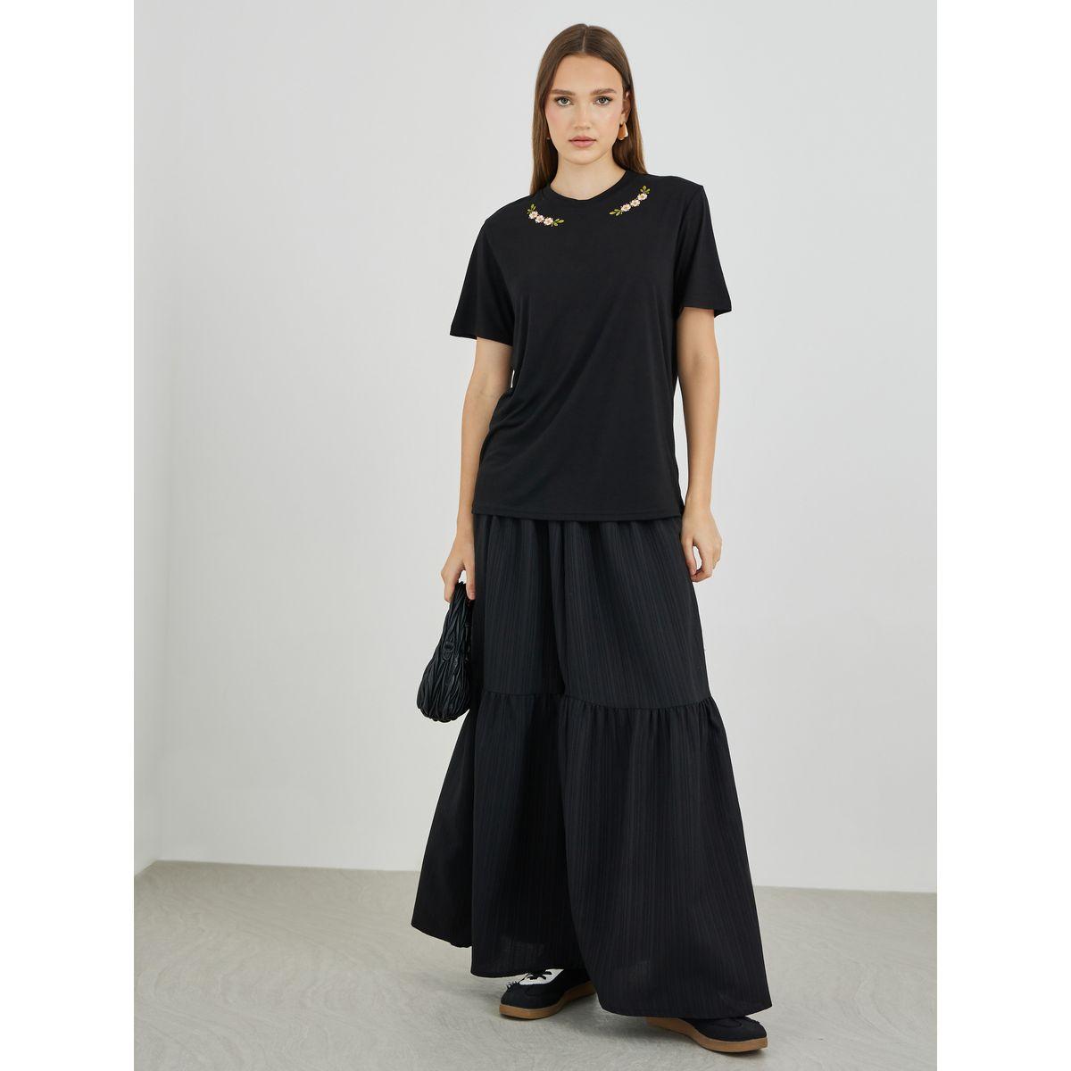 Styli Embroidery Detail Oversized T-Shirt-women-clothing-tshirts-image-2