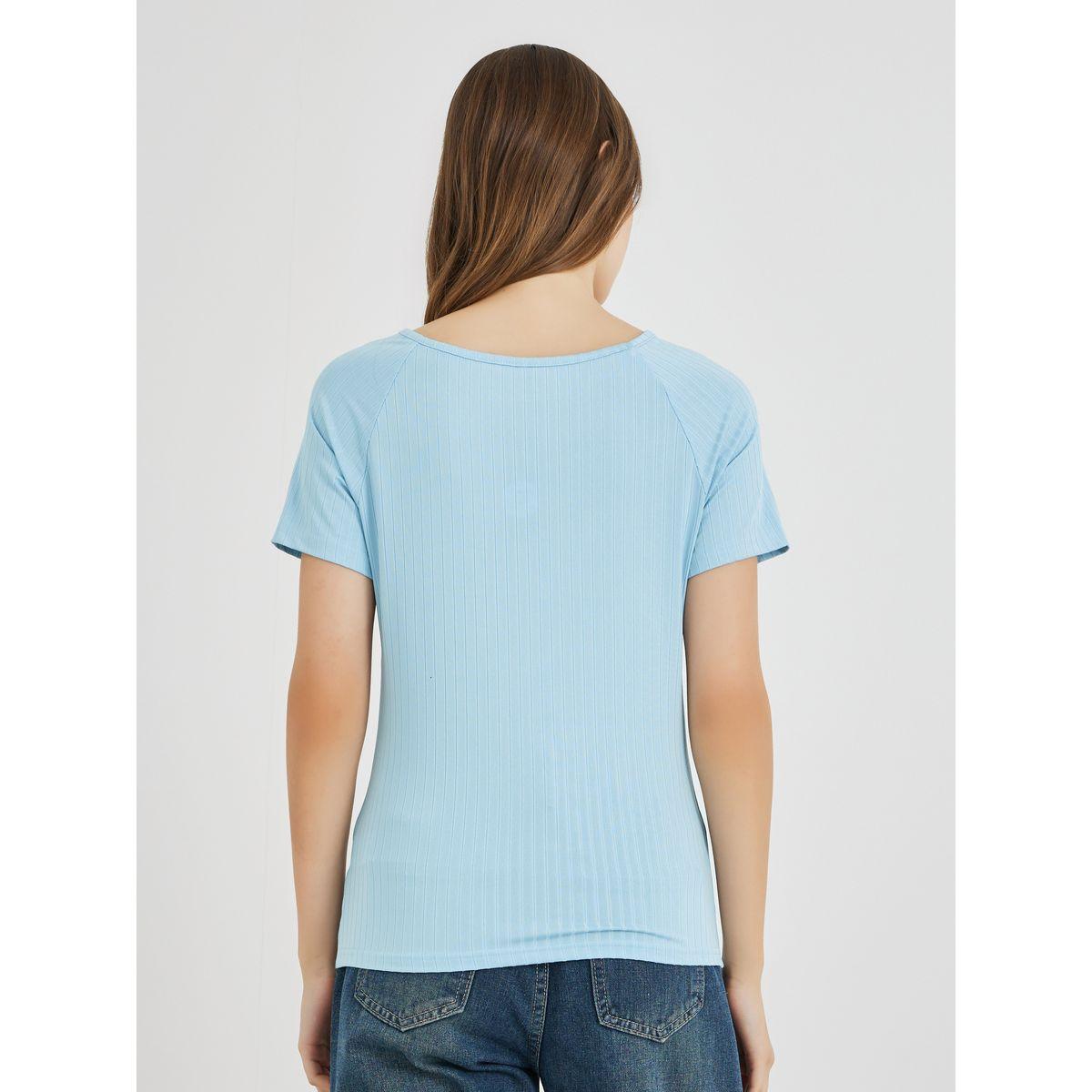 Styli Textured Round Neck Short Sleeve T-Shirt-women-clothing-tshirts-image-4