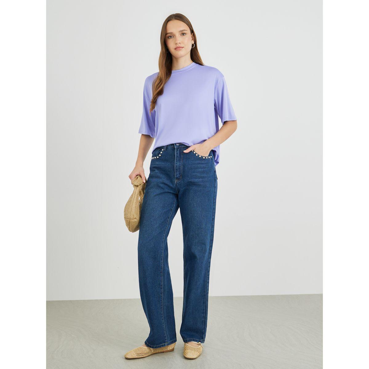 Styli Solid Oversized Round Neck T-Shirt-women-clothing-tshirts-image-2