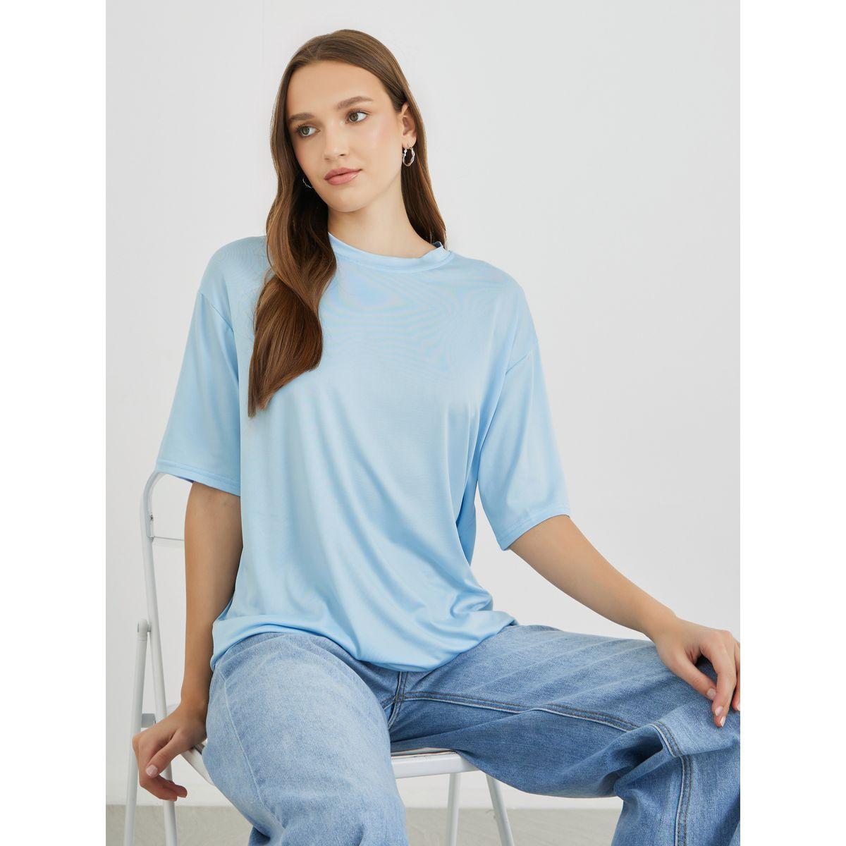 Styli Solid Oversized Round Neck T-Shirt-women-clothing-tshirts-image-1
