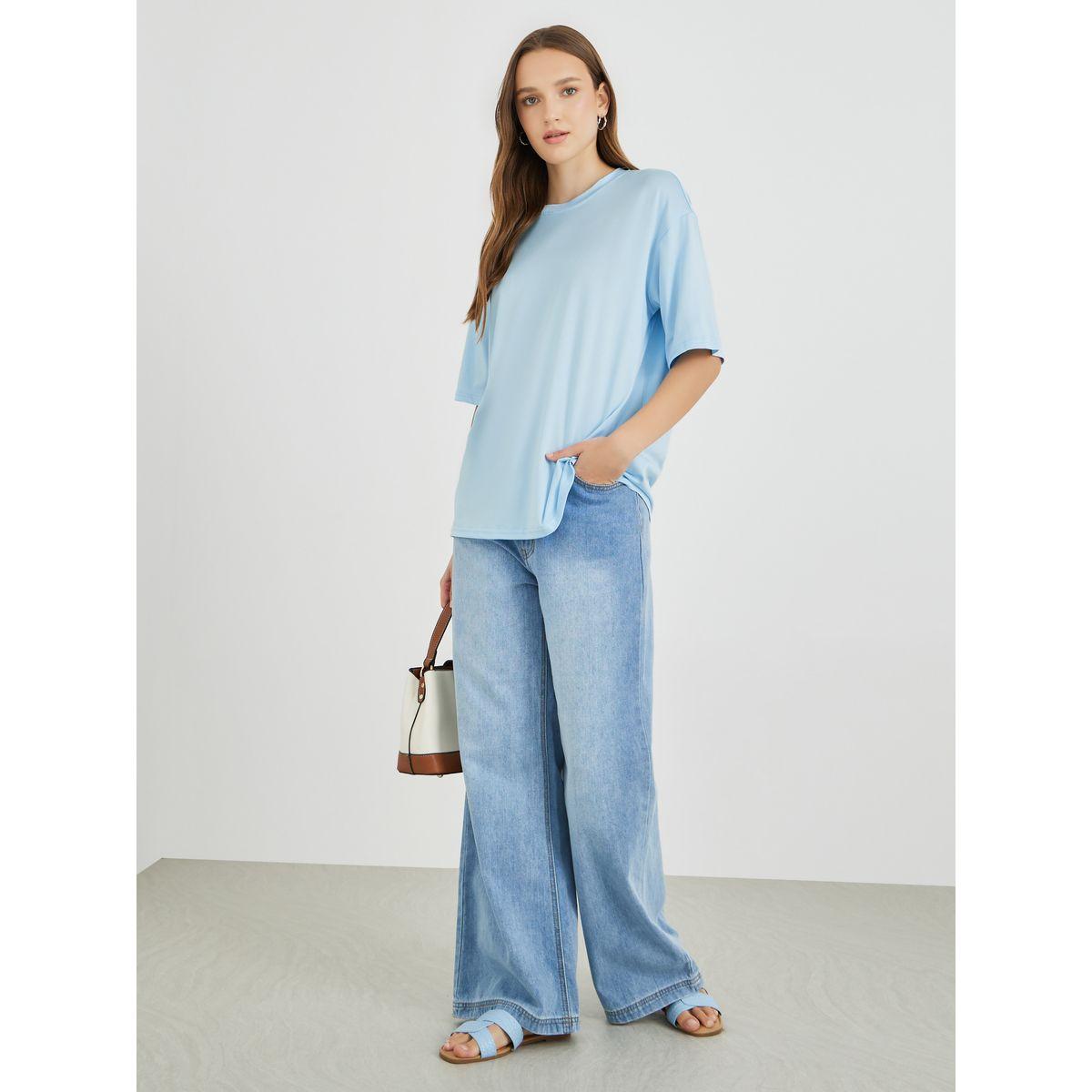 Styli Solid Oversized Round Neck T-Shirt-women-clothing-tshirts-image-2