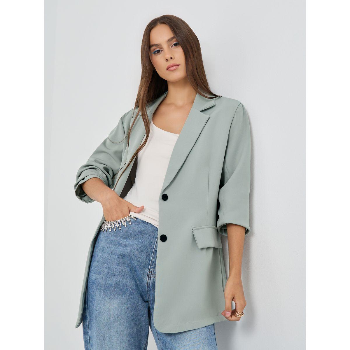 Styli Solid Notch Label Blazer with Pockets-women-clothing-coatsandjackets-blazers-image-1