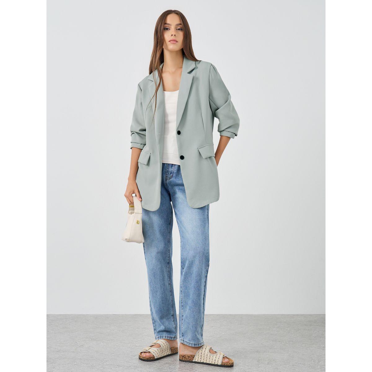 بليزر سادة بياقة بشق مع جيوب-women-clothing-coatsandjackets-blazers-image-4