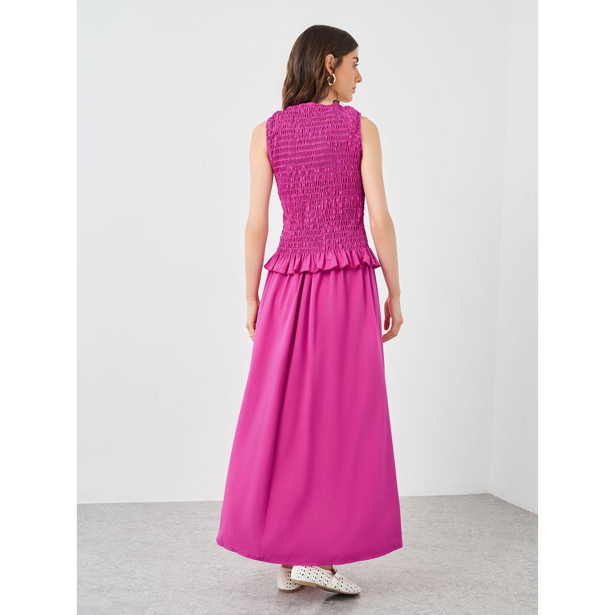 Styli Peplum Hem Smocked Top and Skirts Co-Ords-women-clothing-coordsets-image-4