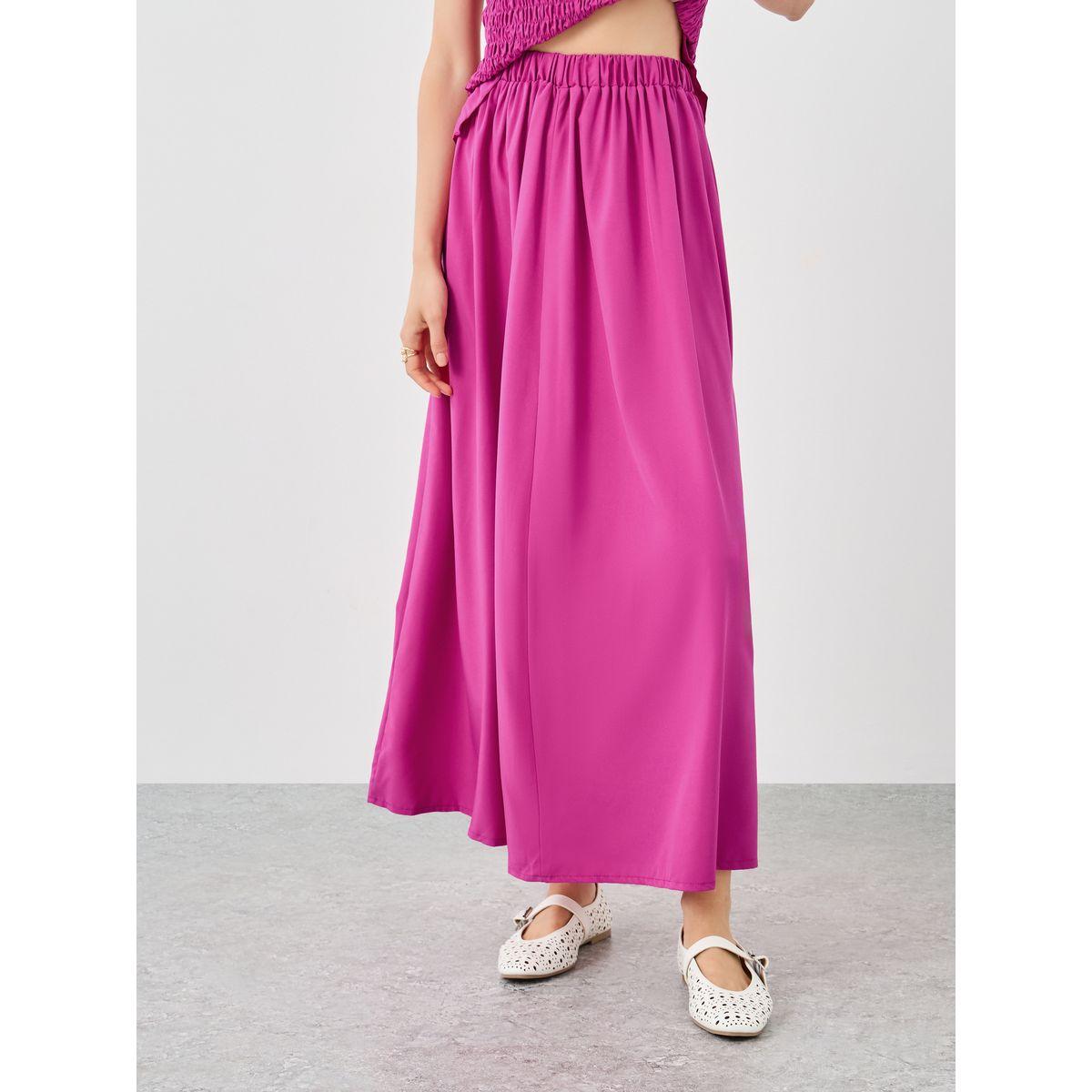 طقم منسق من تنورة وبلوزة بتفاصيل مُجمعة-women-clothing-coordsets-image-5
