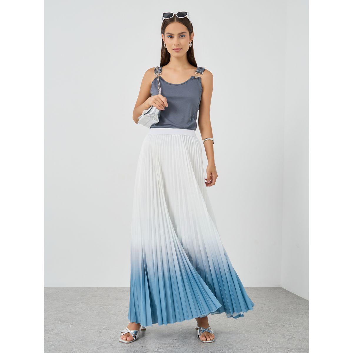 تنورة طويلة بحافة واسعة وكسرات-women-clothing-bottoms-skirts-image-1