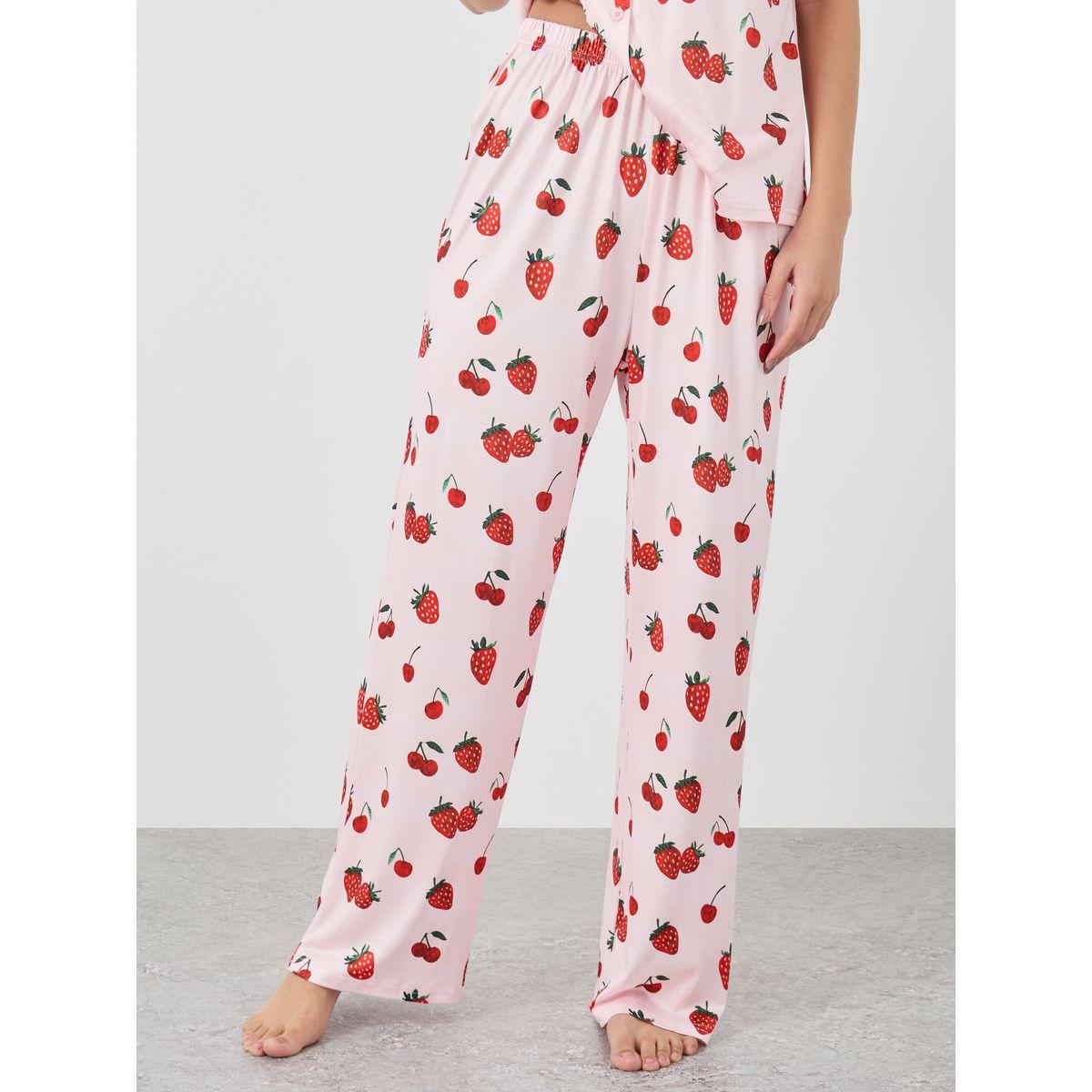 Styli Strawberry Printed Shirt and Pyjama Set-women-clothing-nightwear-pyjamas-longsets-image-5