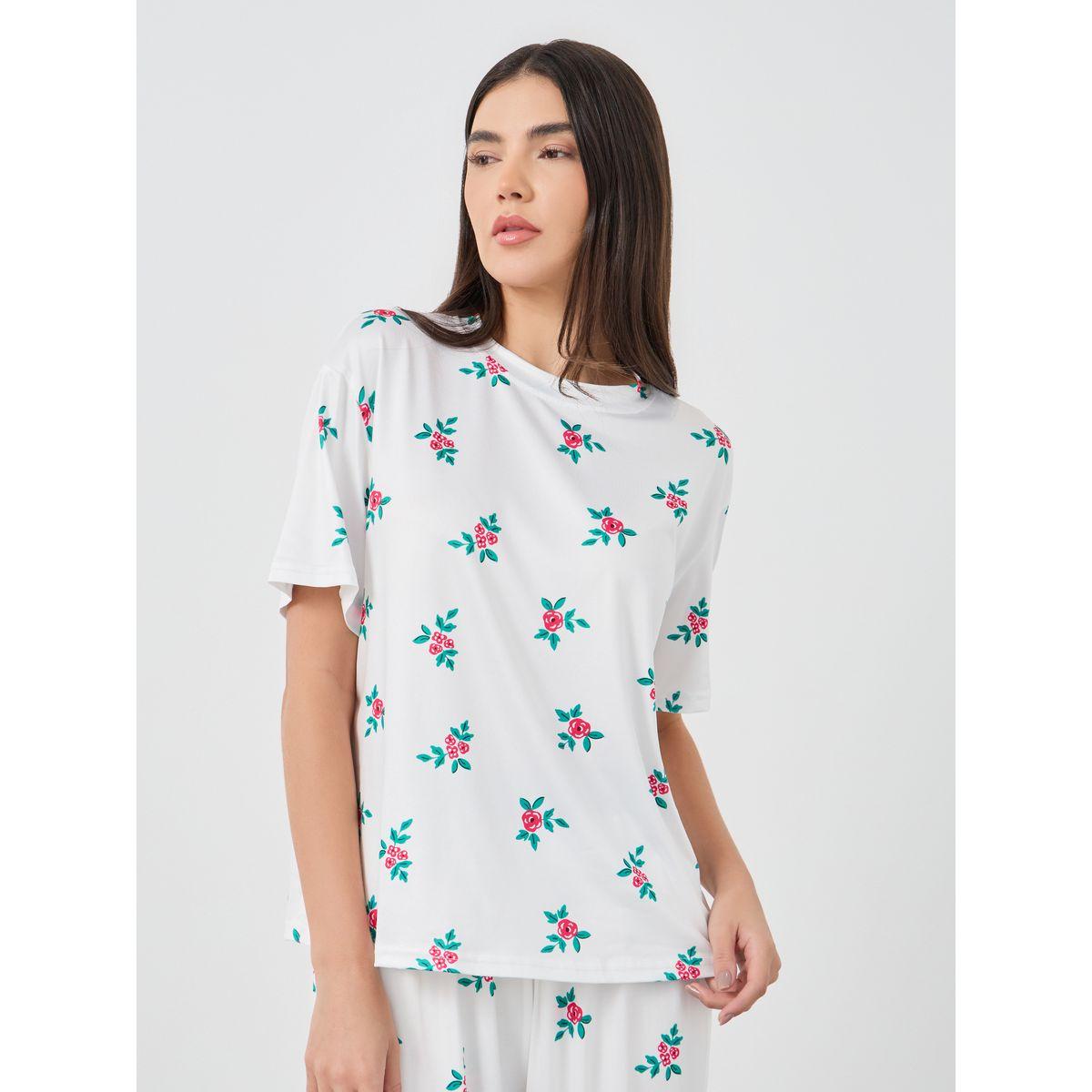 Styli Floral Print T-Shirt and Pyjama Set-women-clothing-nightwear-pyjamas-longsets-image-3