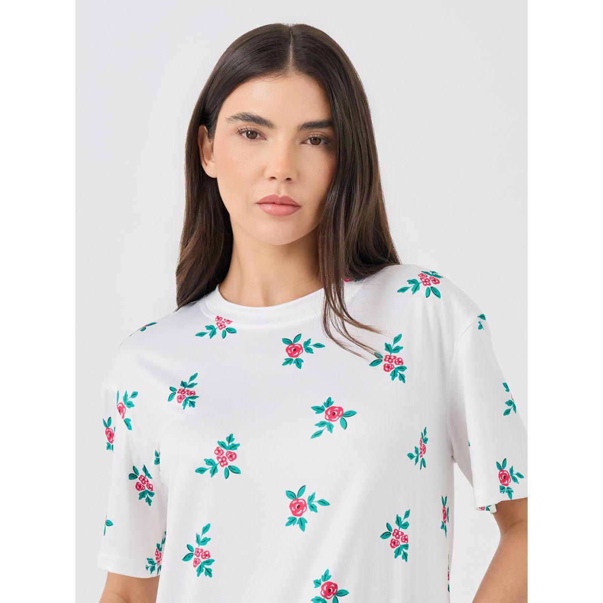 Styli Floral Print T-Shirt and Pyjama Set-women-clothing-nightwear-pyjamas-longsets-image-4