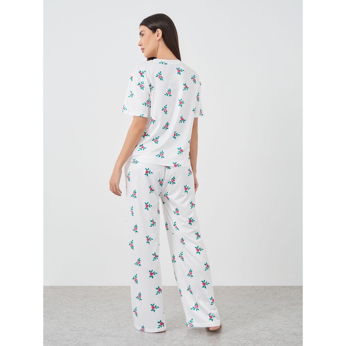 Styli Floral Print T-Shirt and Pyjama Set-women-clothing-nightwear-pyjamas-longsets-image-5