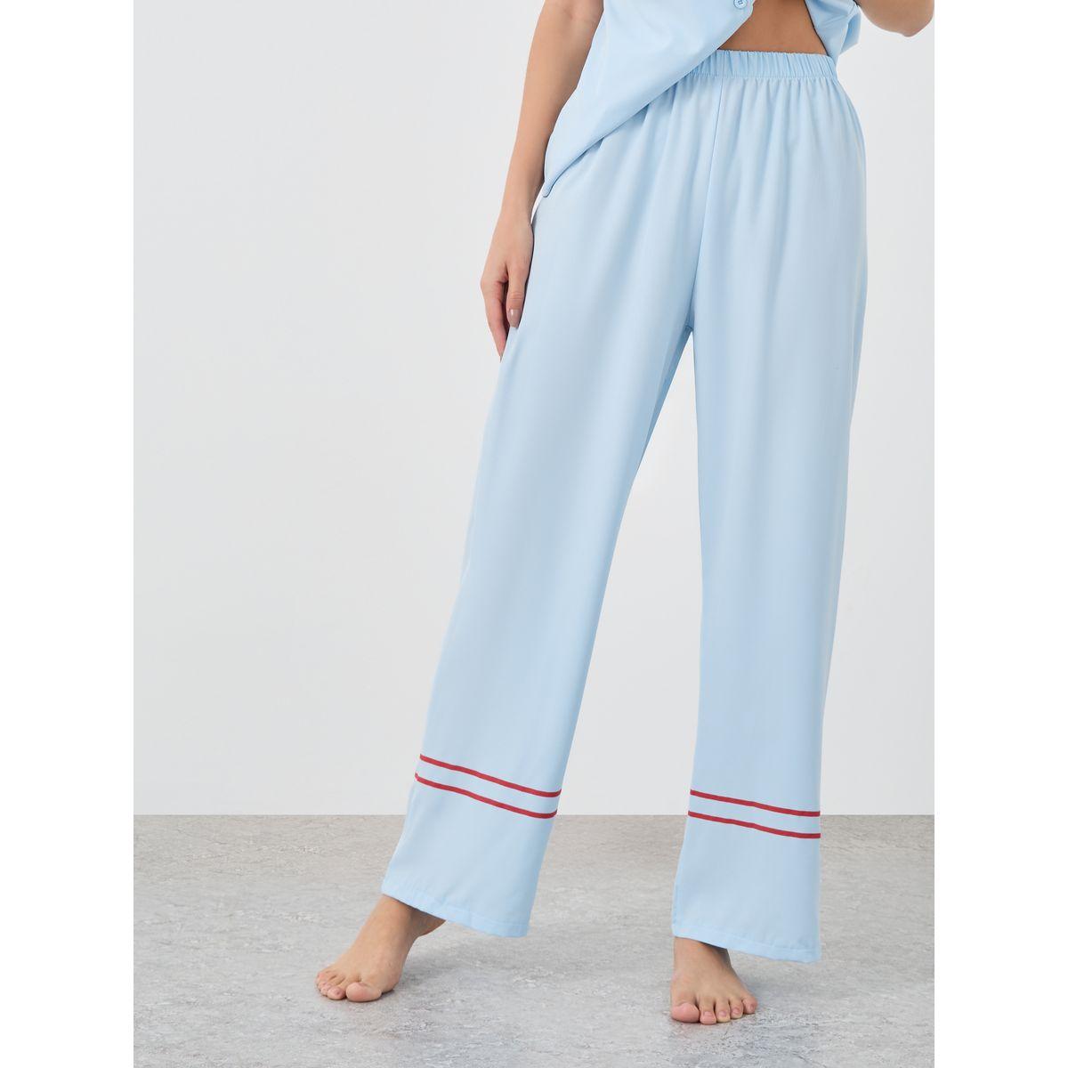 Styli Solid Buttoned Short Sleeve Shirt and Pyjama Set-women-clothing-nightwear-pyjamas-longsets-image-4