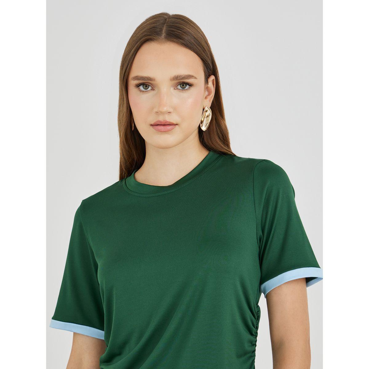 Styli Color Block Side Ruched Detail T-Shirt-women-clothing-tshirts-image-3
