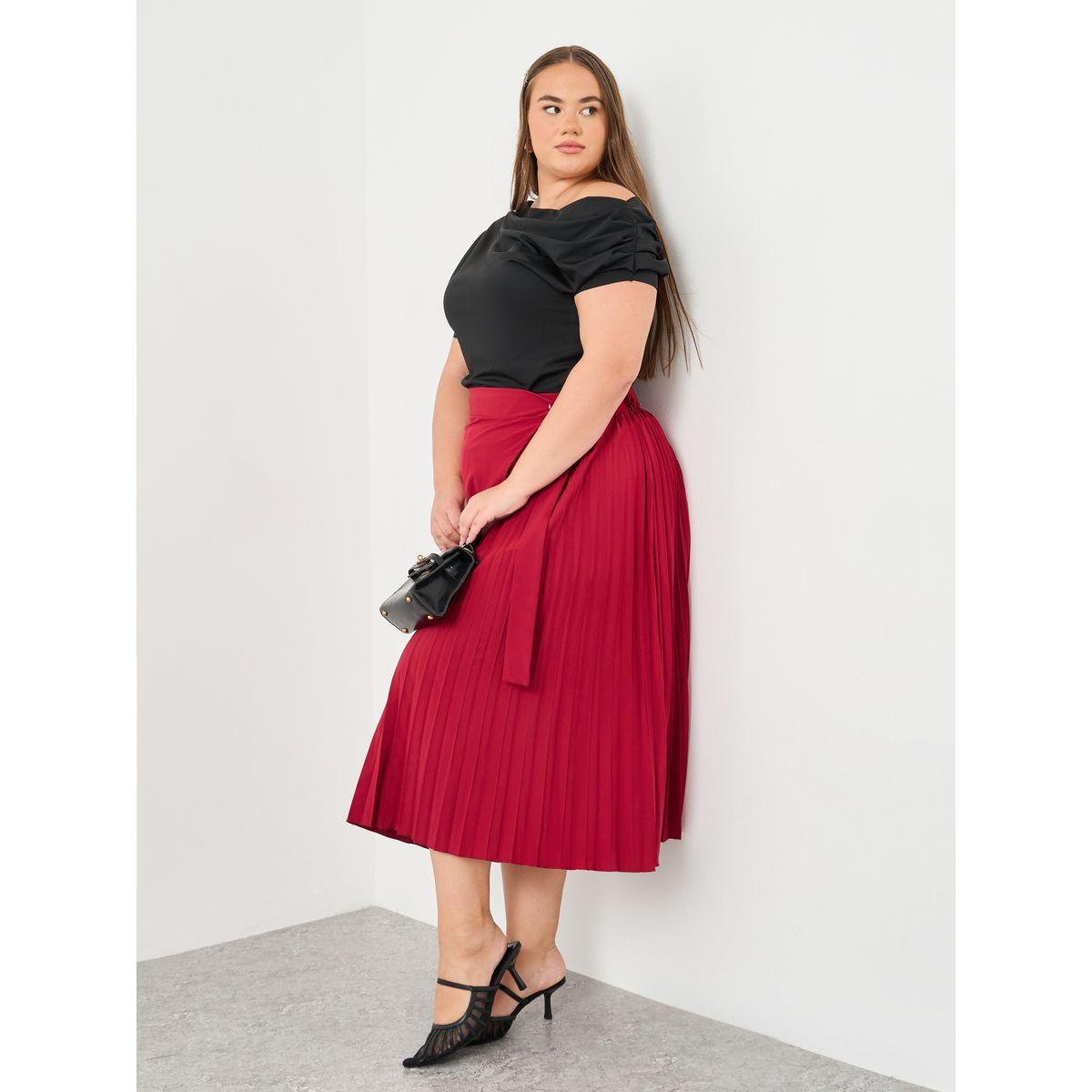 بلوزة بمقاس كبير بياقة غير متماثلة-women-clothing-shirtsandblouses-blouses-image-3