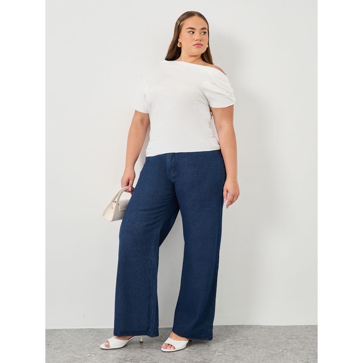 بلوزة بمقاس كبير بياقة غير متماثلة-women-clothing-shirtsandblouses-blouses-image-2