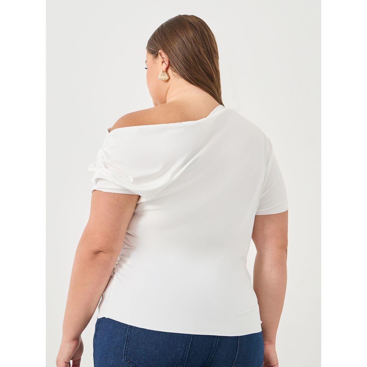 بلوزة بمقاس كبير بياقة غير متماثلة-women-clothing-shirtsandblouses-blouses-image-4