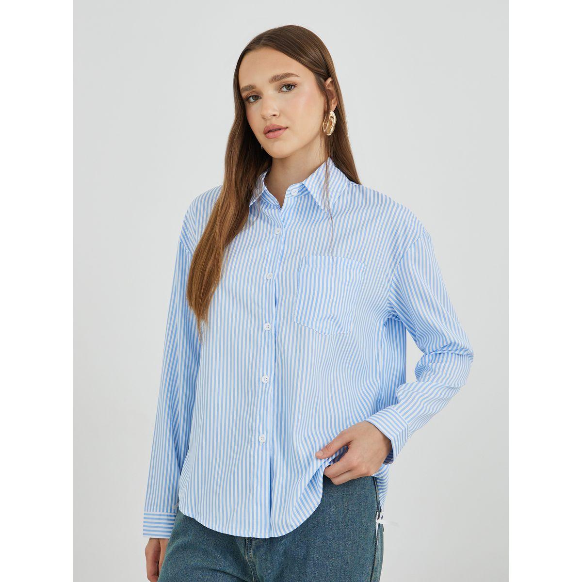 Styli Striped Spread Collar Long Sleeve Shirt-women-clothing-shirtsandblouses-shirts-image-2