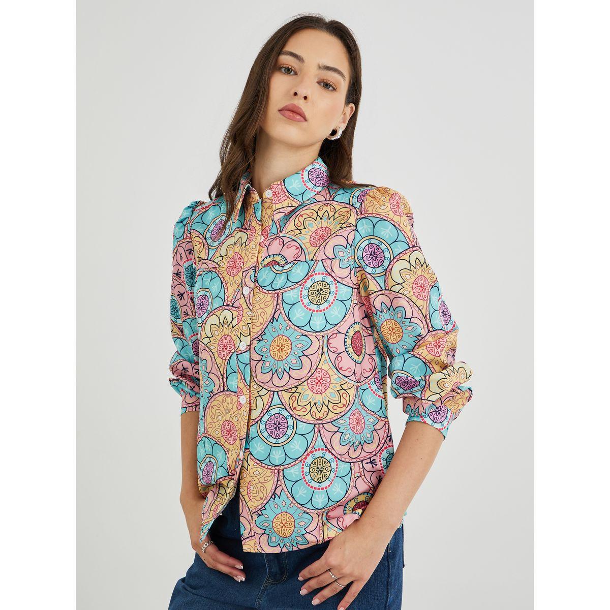 Styli All-Over Print Buttoned Shirt-women-clothing-shirtsandblouses-shirts-image-1