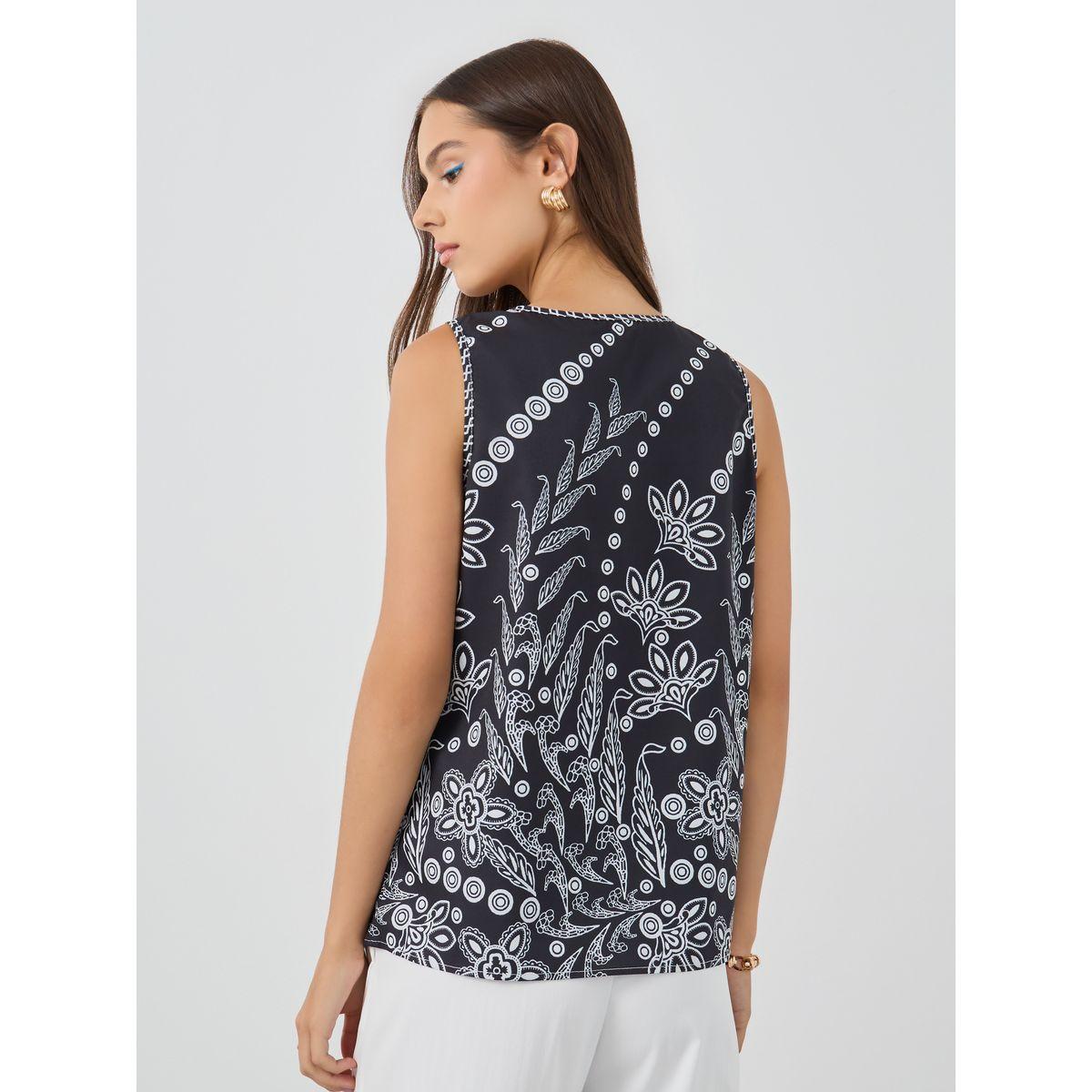 Styli Floral Print Tie-Up Neck Sleeveless Top-women-clothing-shirtsandblouses-blouses-image-4