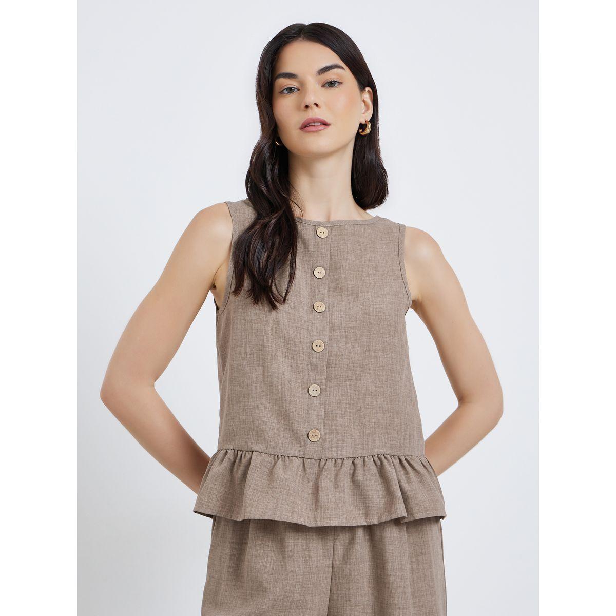 طقم منسق من بنطال وبلوزة بدون أكمام-women-clothing-coordsets-image-2