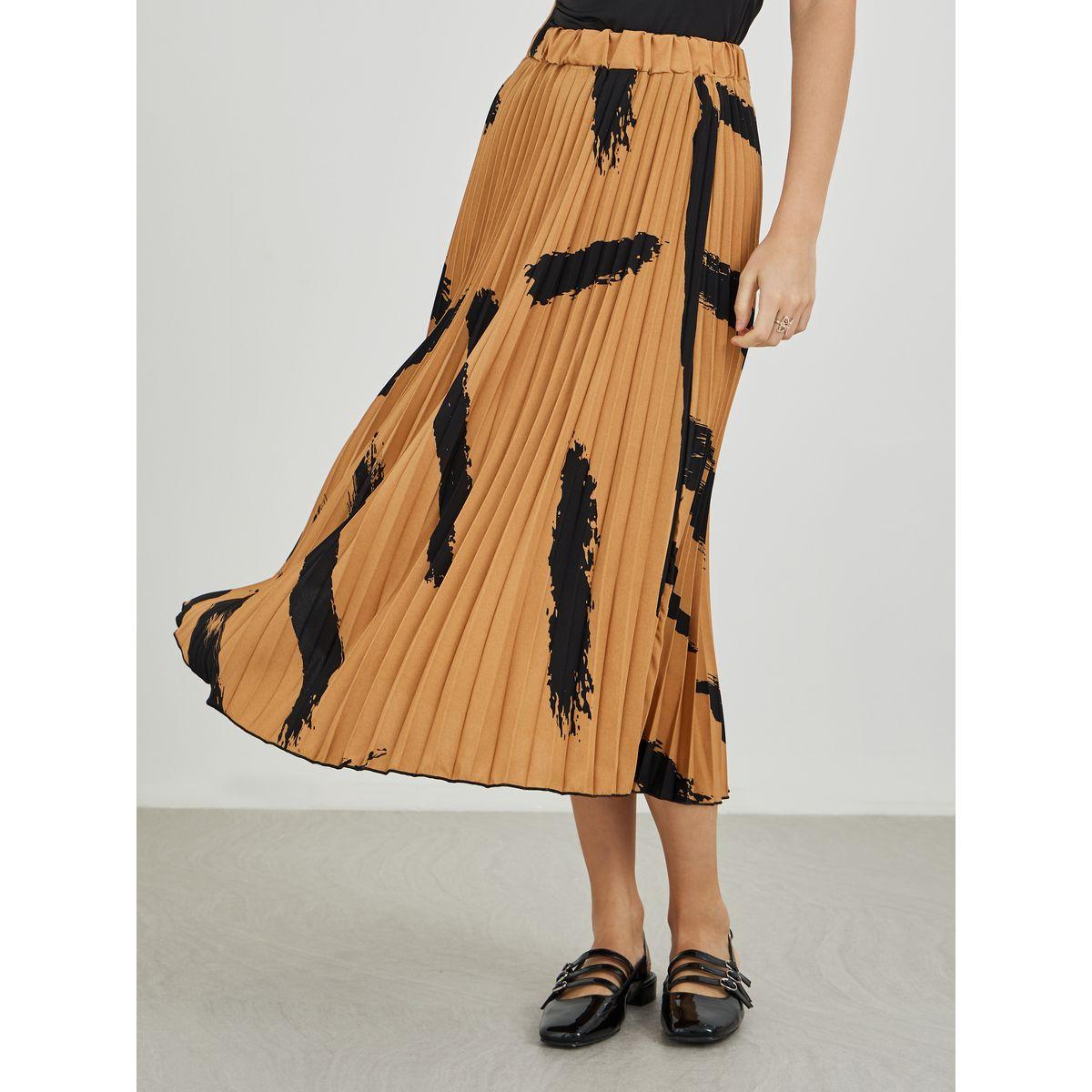 Styli Printed Pleated A-Line Midi Skirt-women-clothing-bottoms-skirts-image-2