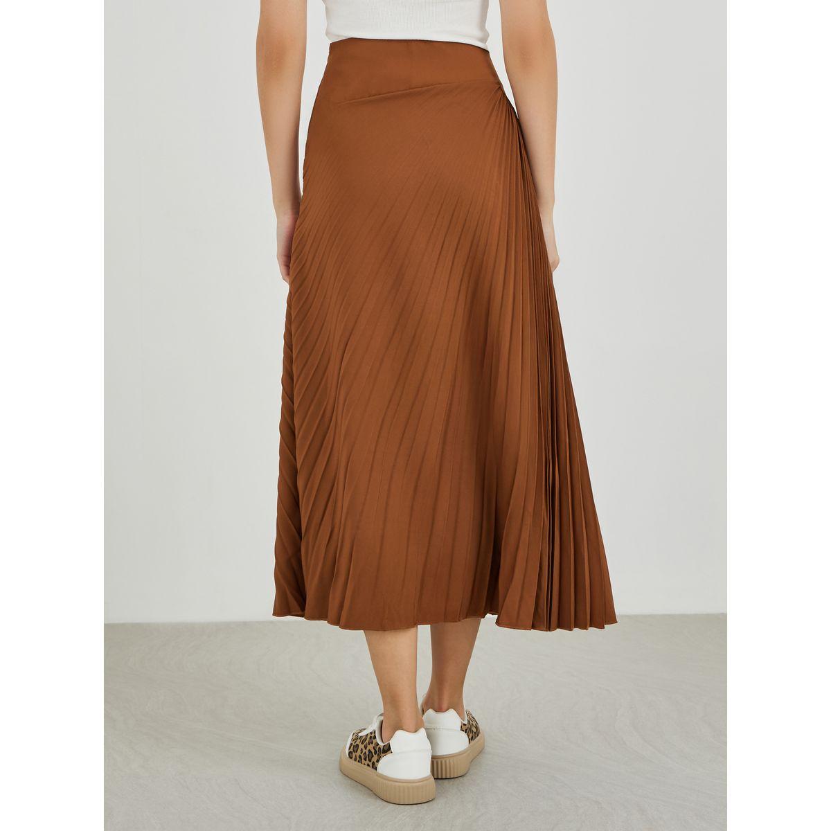 تنورة ميدي سادة بتفاصيل كسرات-women-clothing-bottoms-skirts-image-4