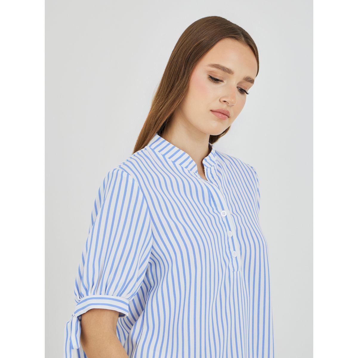 Styli Striped Puff Sleeve Buttoned Shirt-women-clothing-shirtsandblouses-shirts-image-3