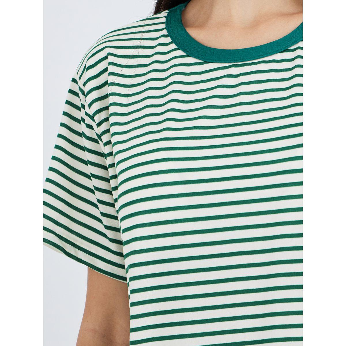 Styli Striped Round Neck T-Shirt and Shorts Set-women-clothing-nightwear-pyjamas-shortsets-image-3
