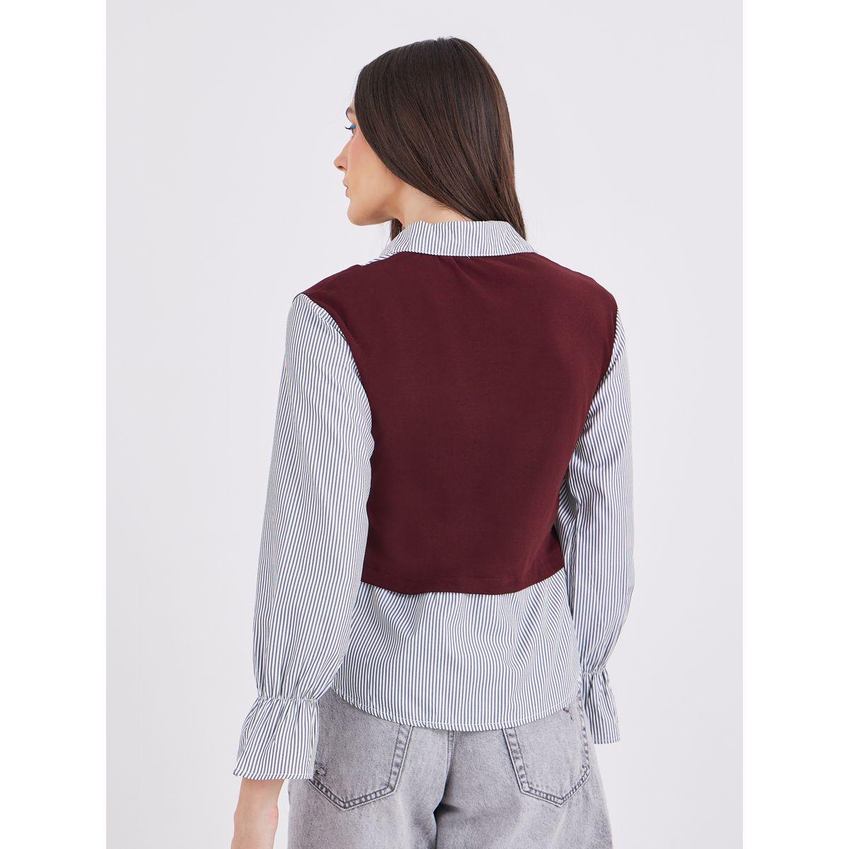بلوزة مخططة ومزينة بطبقة مع أكمام طويلة-women-clothing-shirtsandblouses-shirts-image-4