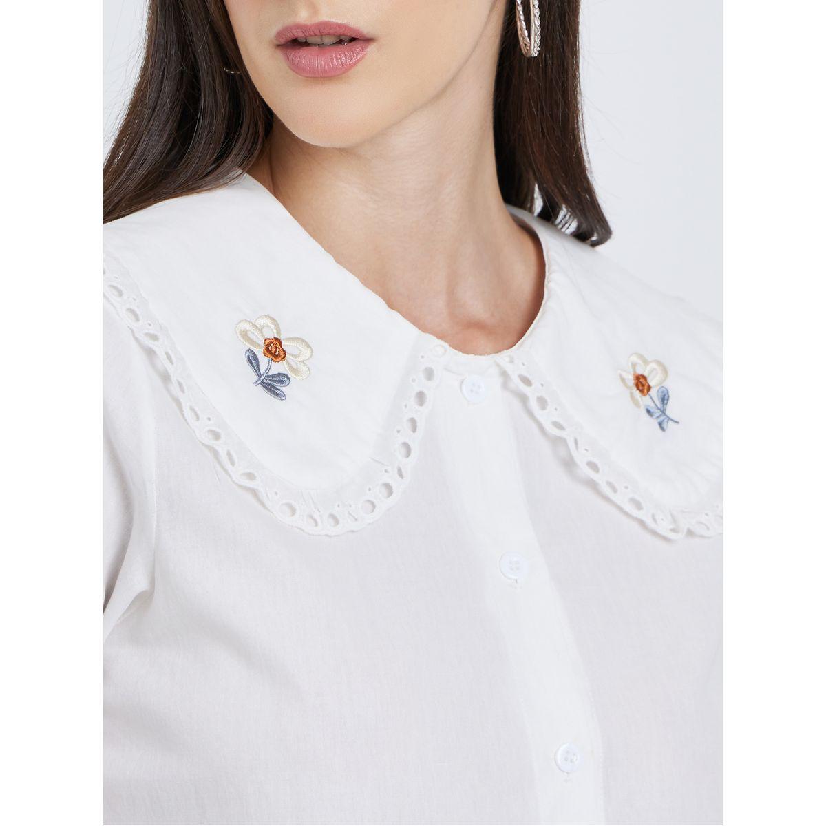Styli White Lace Insert Embroidered Detail Long Sleeve Top-women-clothing-shirtsandblouses-blouses-image-4