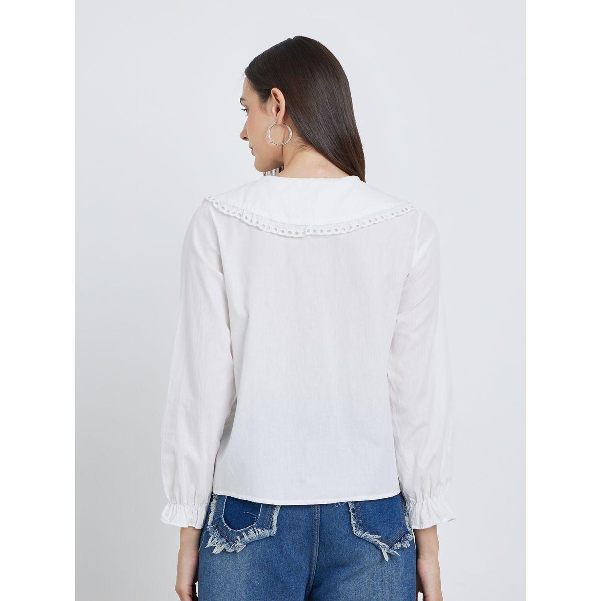 Styli White Lace Insert Embroidered Detail Long Sleeve Top-women-clothing-shirtsandblouses-blouses-image-5