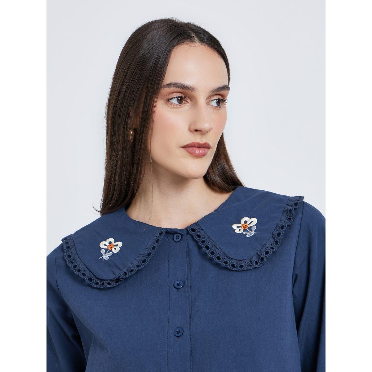 بلوزة بتفاصيل مُطرّزة ودانتيل مع أكمام طويلة-women-clothing-shirtsandblouses-blouses-image-4