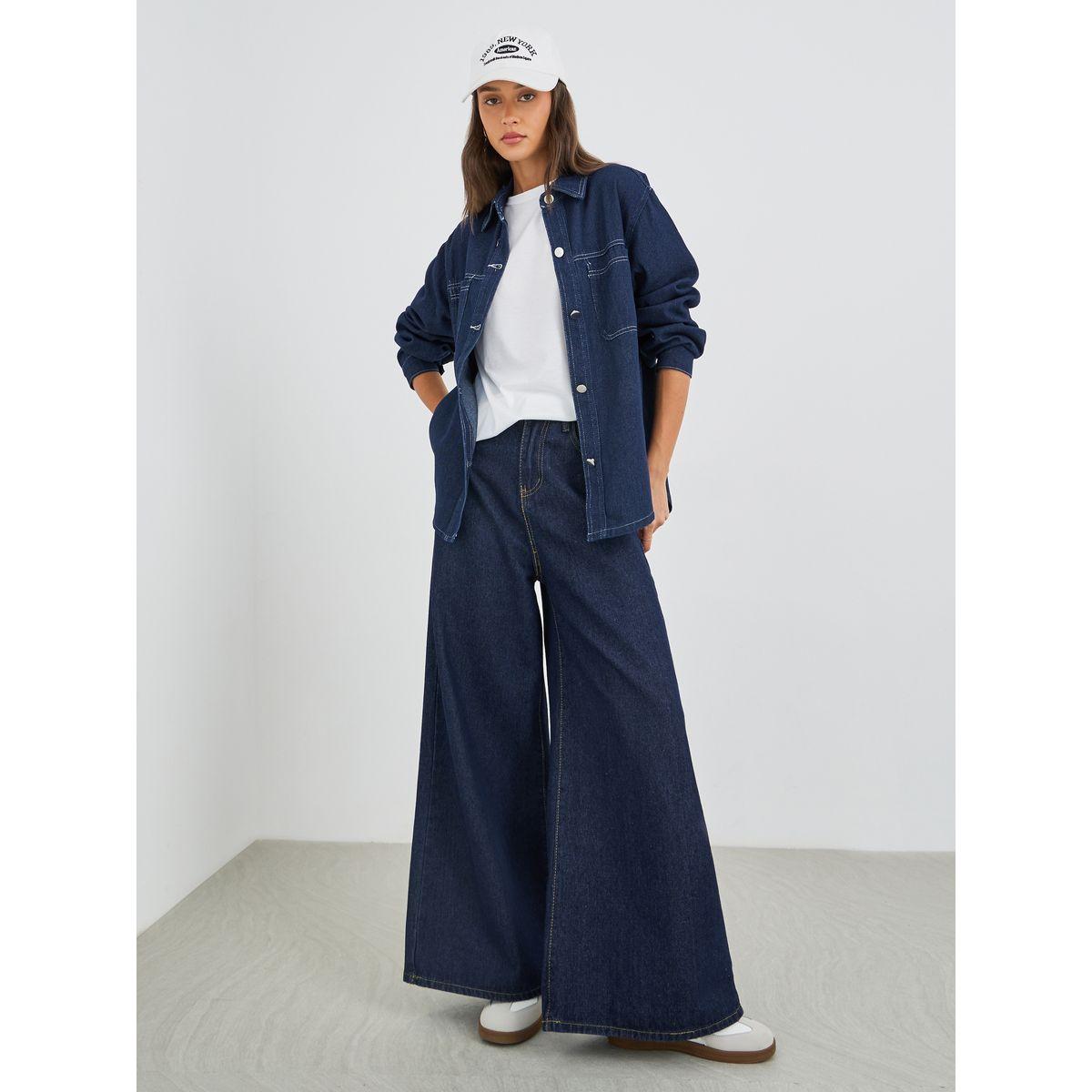 Styli Solid Buttoned Spread Collar Shirt-women-clothing-shirtsandblouses-shirts-image-2