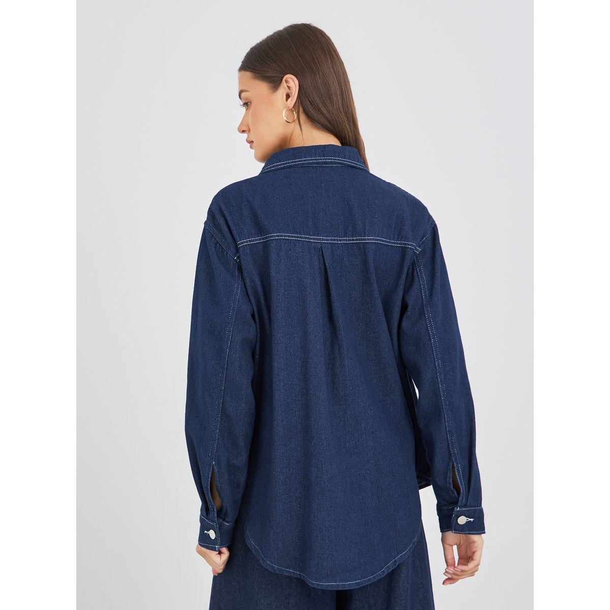 بلوزة سادة بياقة سبريد وأزرار-women-clothing-shirtsandblouses-shirts-image-1