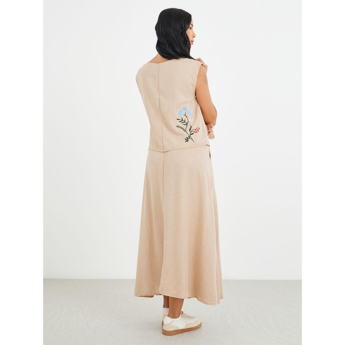 Styli Solid Sleeveless Top and Midi Skirt Co-Ords-women-clothing-coordsets-image-5