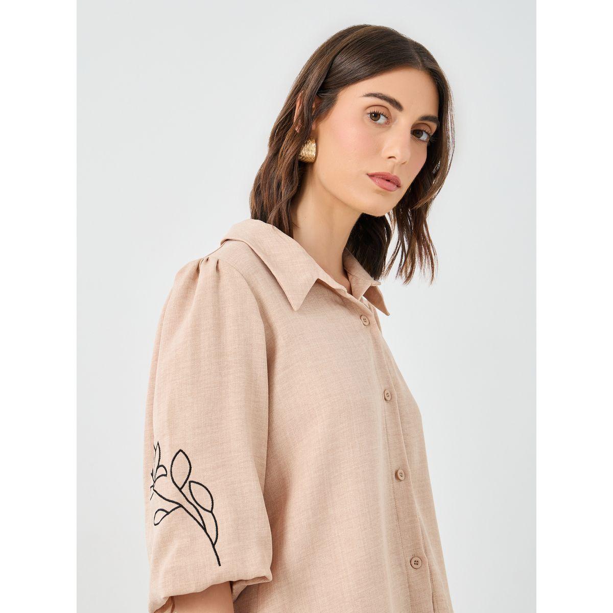 Styli Floral Embroidered Boxy Shirt and Pants Co-Ords-women-clothing-coordsets-image-3
