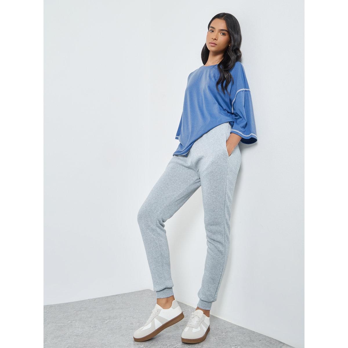 Styli Grey Relaxed Fit Joggers-women-clothing-bottoms-joggers-image-1