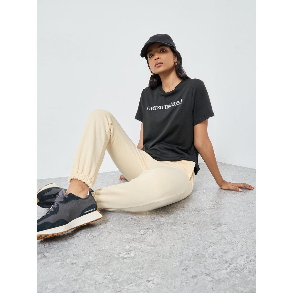 Styli Beige Relaxed Fit Joggers-women-clothing-bottoms-joggers-image-1