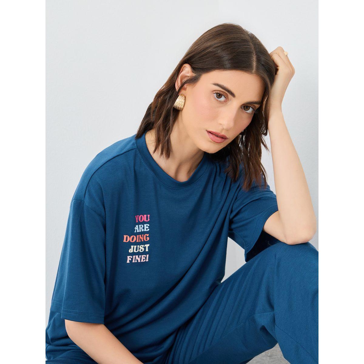 Styli Slogan Print Relaxed Fit Top and Joggers Co-Ords-women-clothing-coordsets-image-4