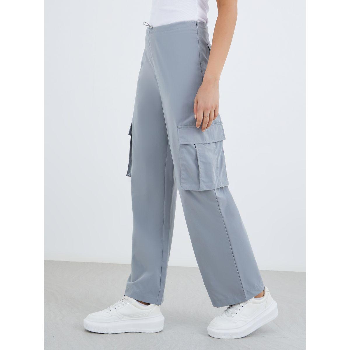 Styli Solid Pocket Cargo Pants with Concealed Zip-women-clothing-bottoms-trousers-image-2