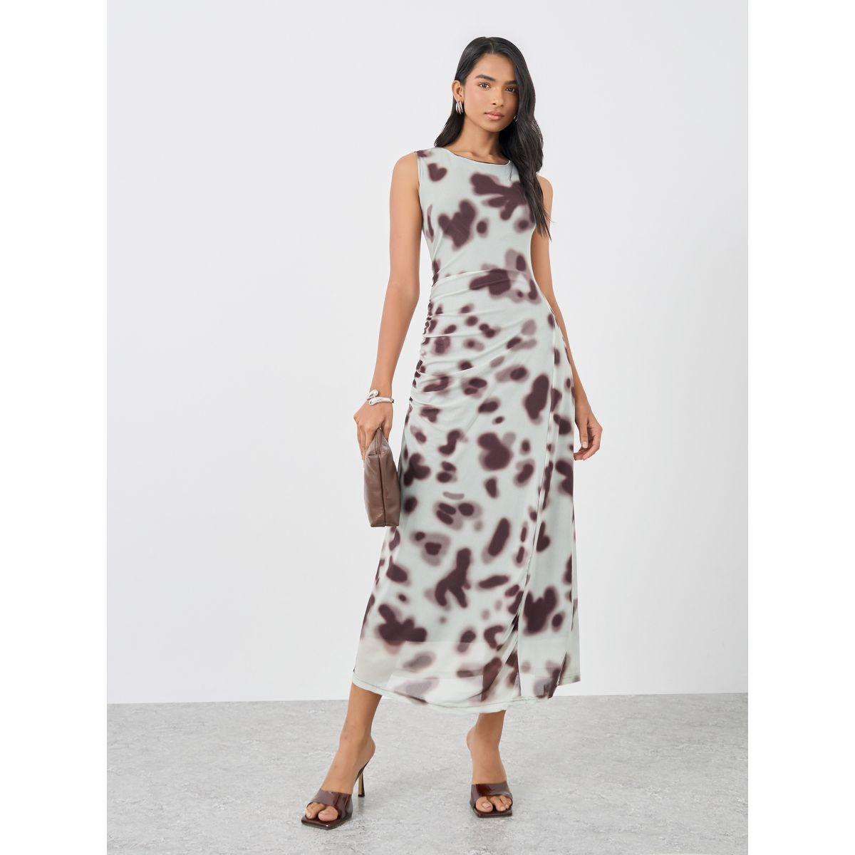 فستان ميدي بديكون بلا أكمام مطبع بزهور-women-clothing-dresses-image-1