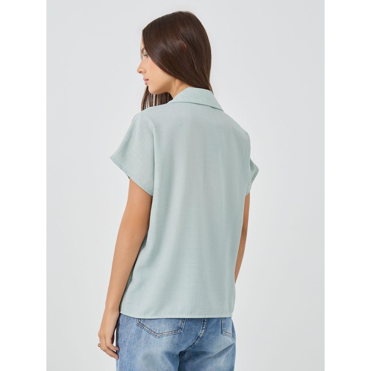 Styli Solid Drop Shoulder Short Sleeve Regular Fit Shirt-women-clothing-shirtsandblouses-shirts-image-4