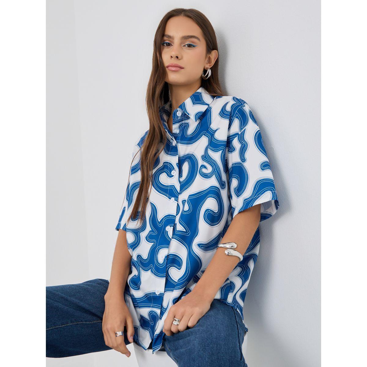 Styli Printed Short Sleeve Oversized Shirt-women-clothing-shirtsandblouses-shirts-image-1